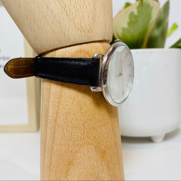 Fossil Silver Dial Black Leather Ladies Watch - Picture 4 of 5